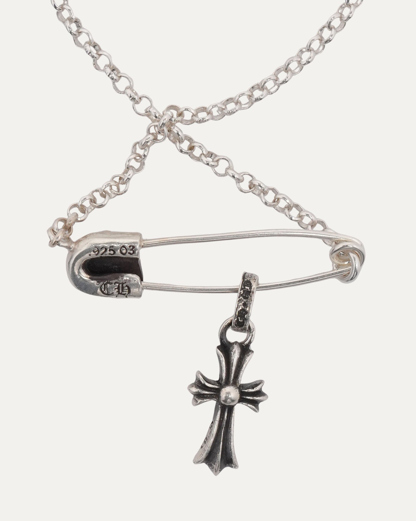 Safety Pin Necklace with Baby Fat Pendant