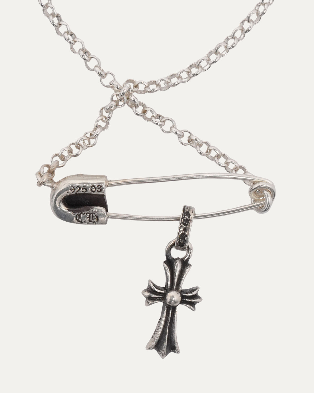 Safety Pin Necklace with Baby Fat Pendant