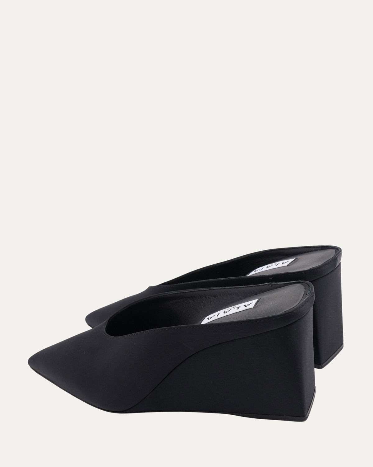 Satin Cube 75 Wedge Mules