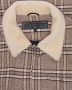 Shearling Collar Zip Up Flannel Jacket