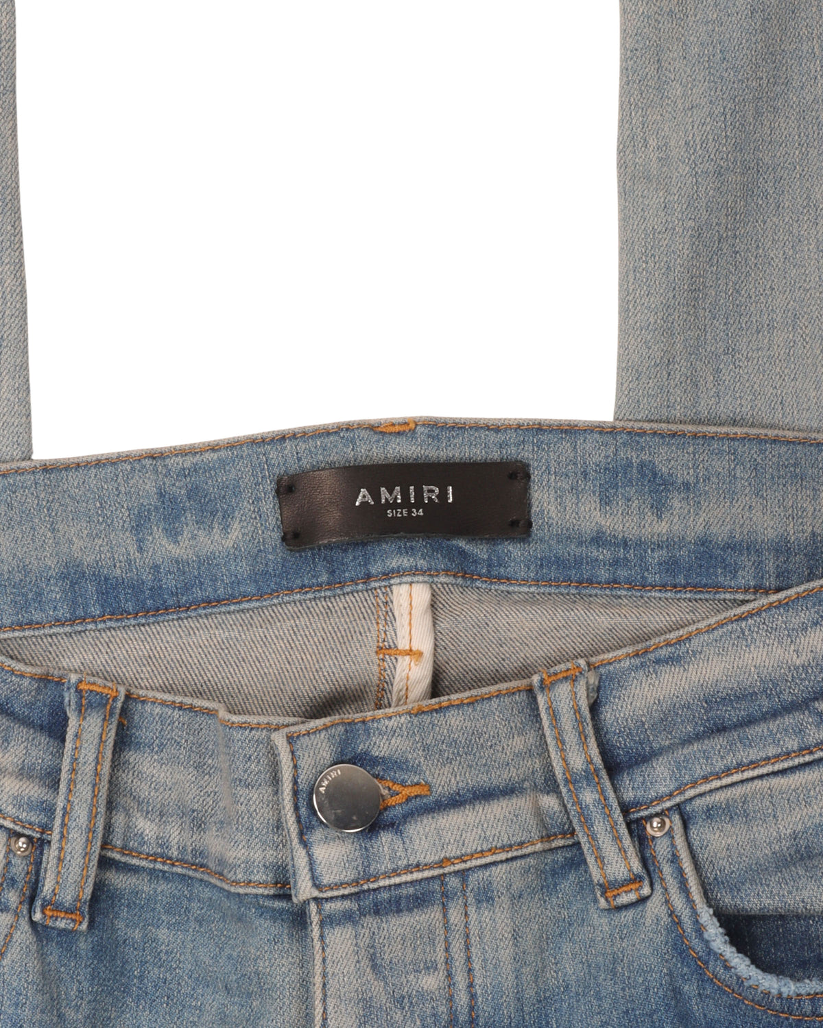 MX1 Distressed Leather-Paneled Knee Rip Jeans