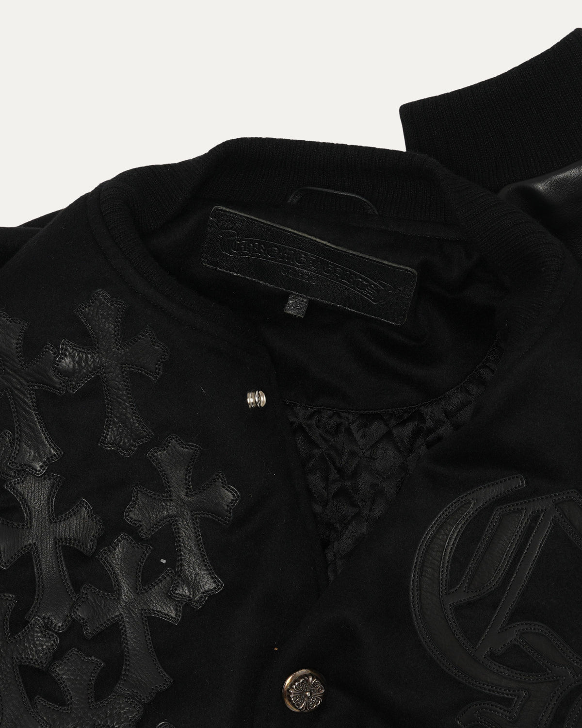 Cross Patch Cashmere Varsity Jacket