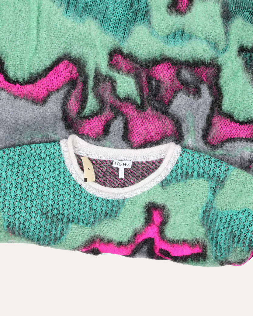 Textured Mohair Camouflage Sweater