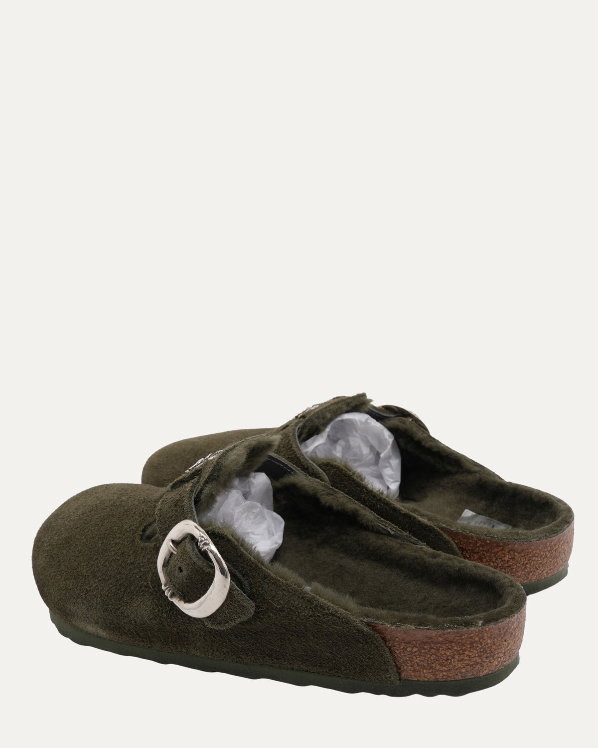 Dagger Embellished Birkenstock Boston Shearling Lined Suede Mule