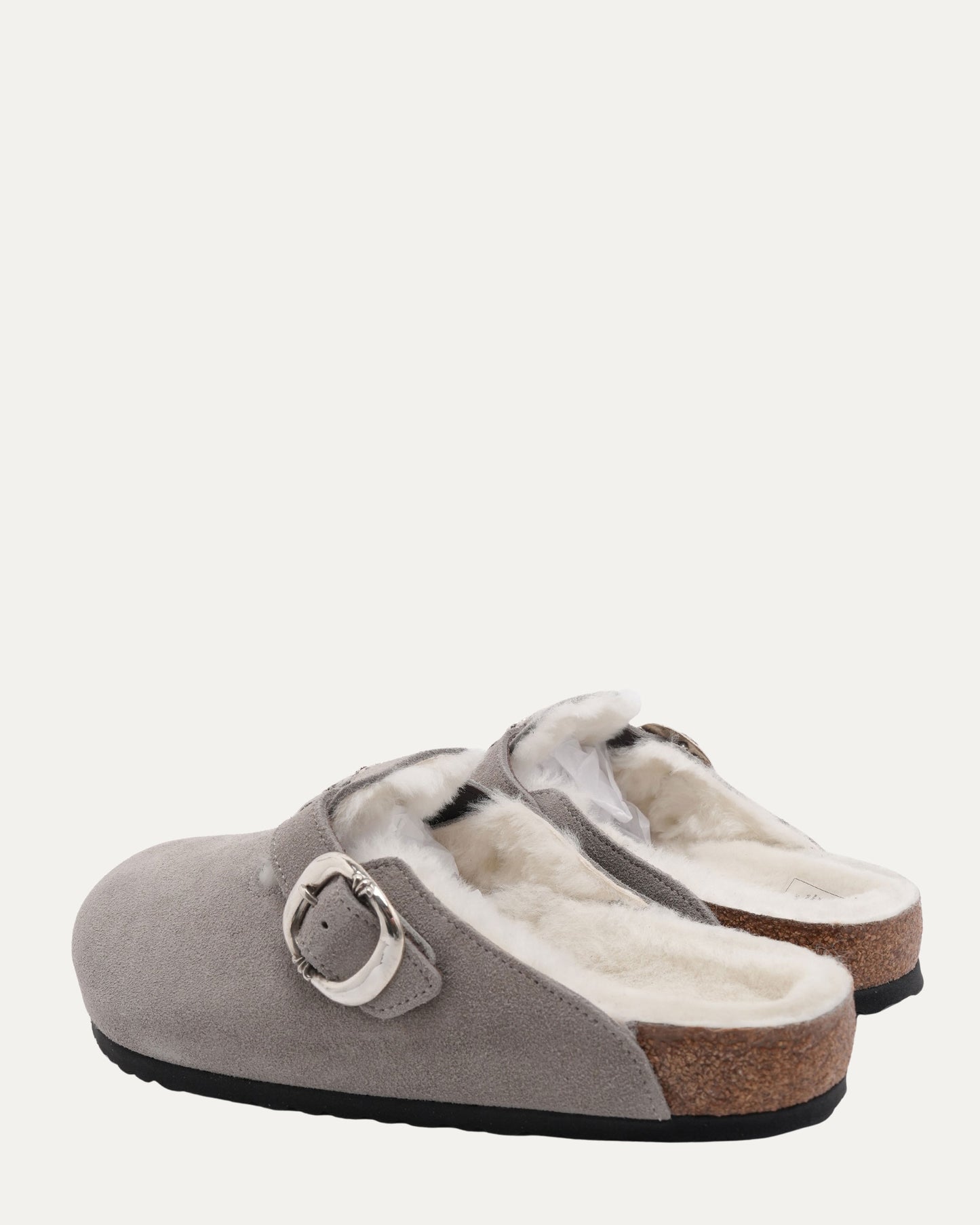 Dagger Embellished Birkenstock Boston Shearling Lined Suede Mule