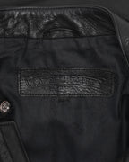 Leather Cross Patch Cafe Racer Jacket