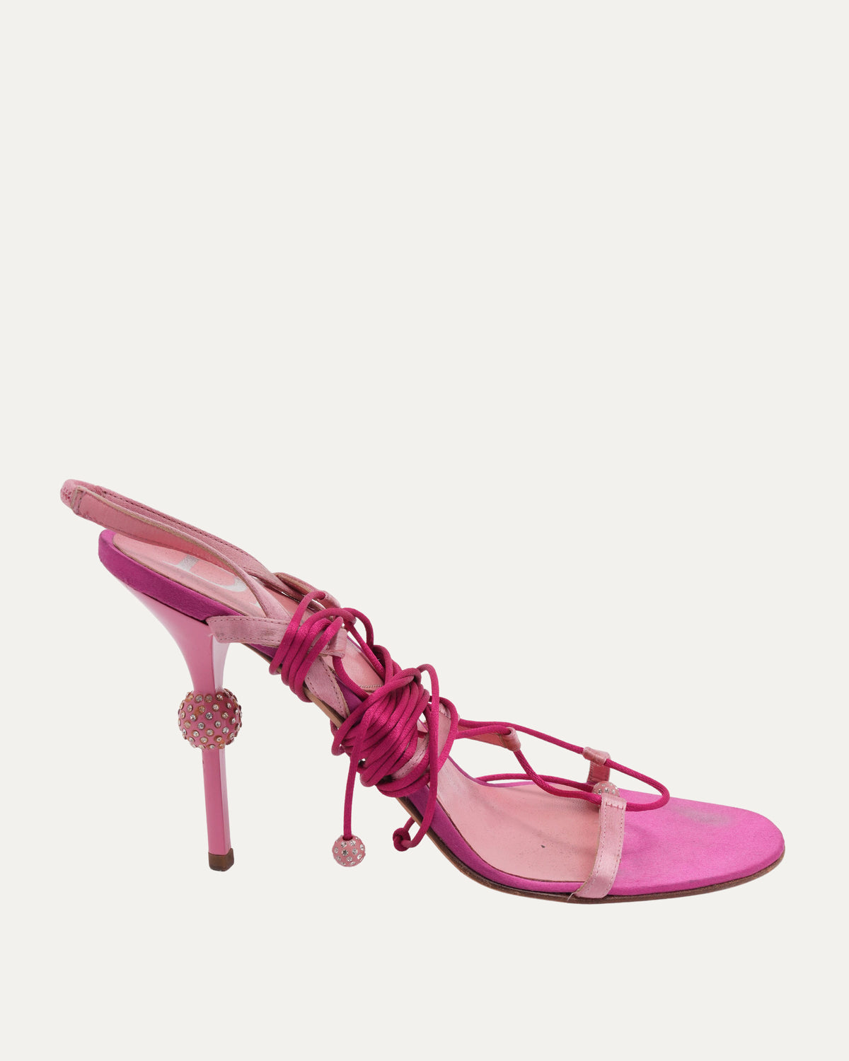 Galliano Era Hot Pink Heel With Rhinestone Detail