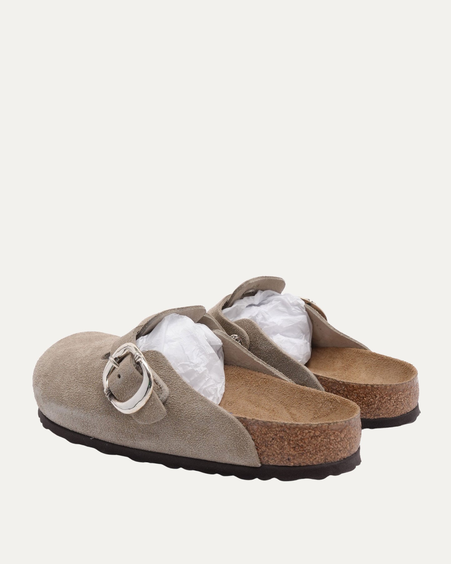 Cross Embellished Birkenstock Boston Suede Mule