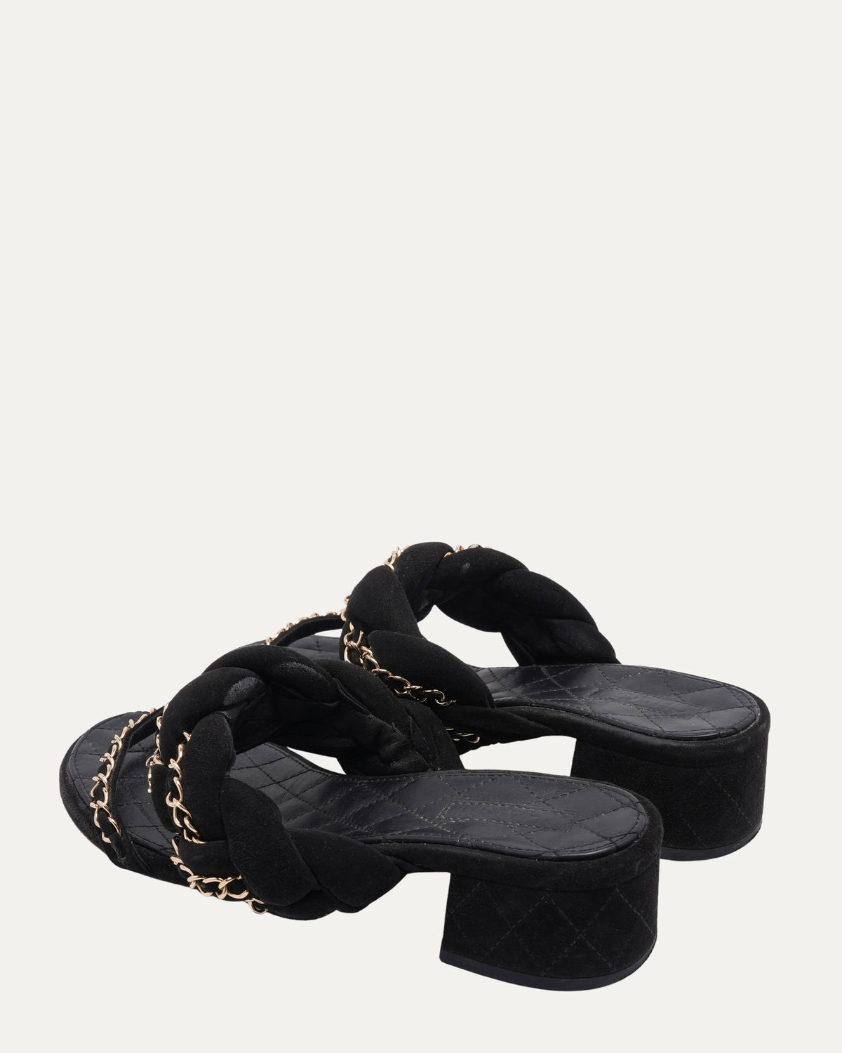 Chain Embellished Suede Slide Sandals