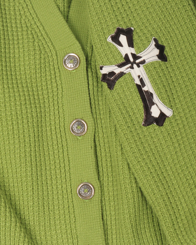 Cashmere Cross Patch "Hit & Run" Cardigan Sweater