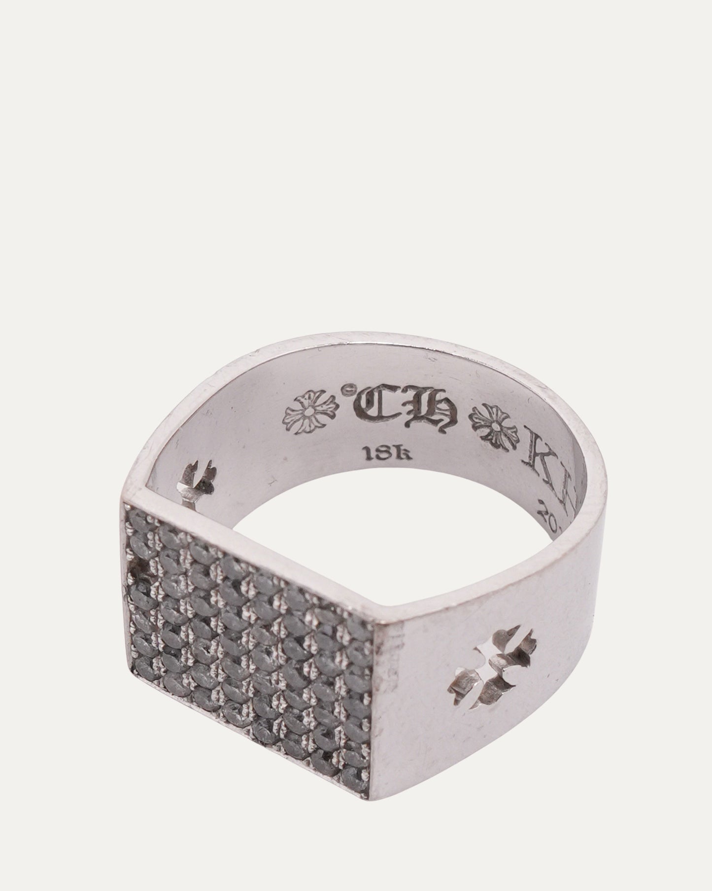 18k White Gold Diamond Cigar Band Ring
