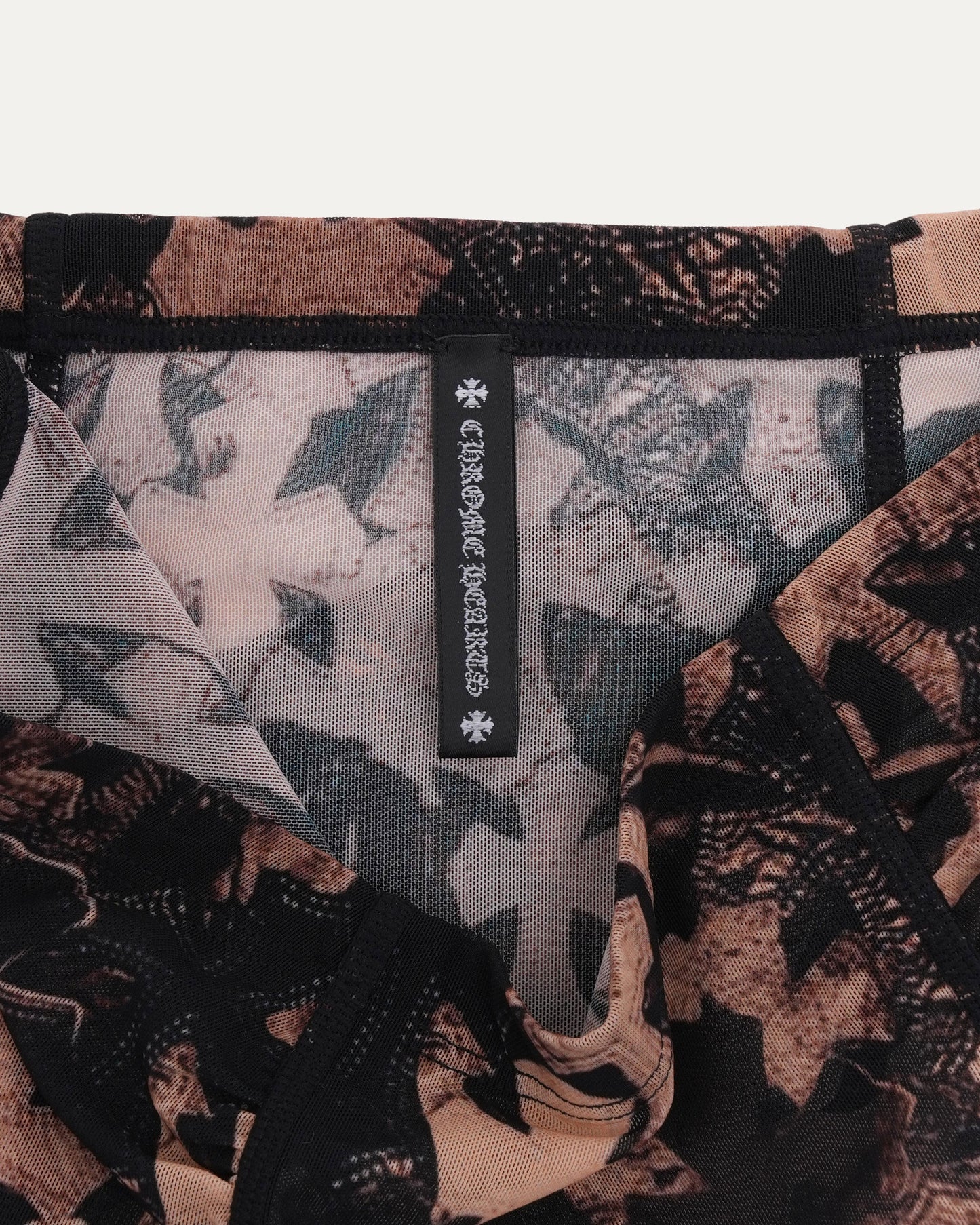 Waterfall Cross Patch Print Mesh Mini Skirt