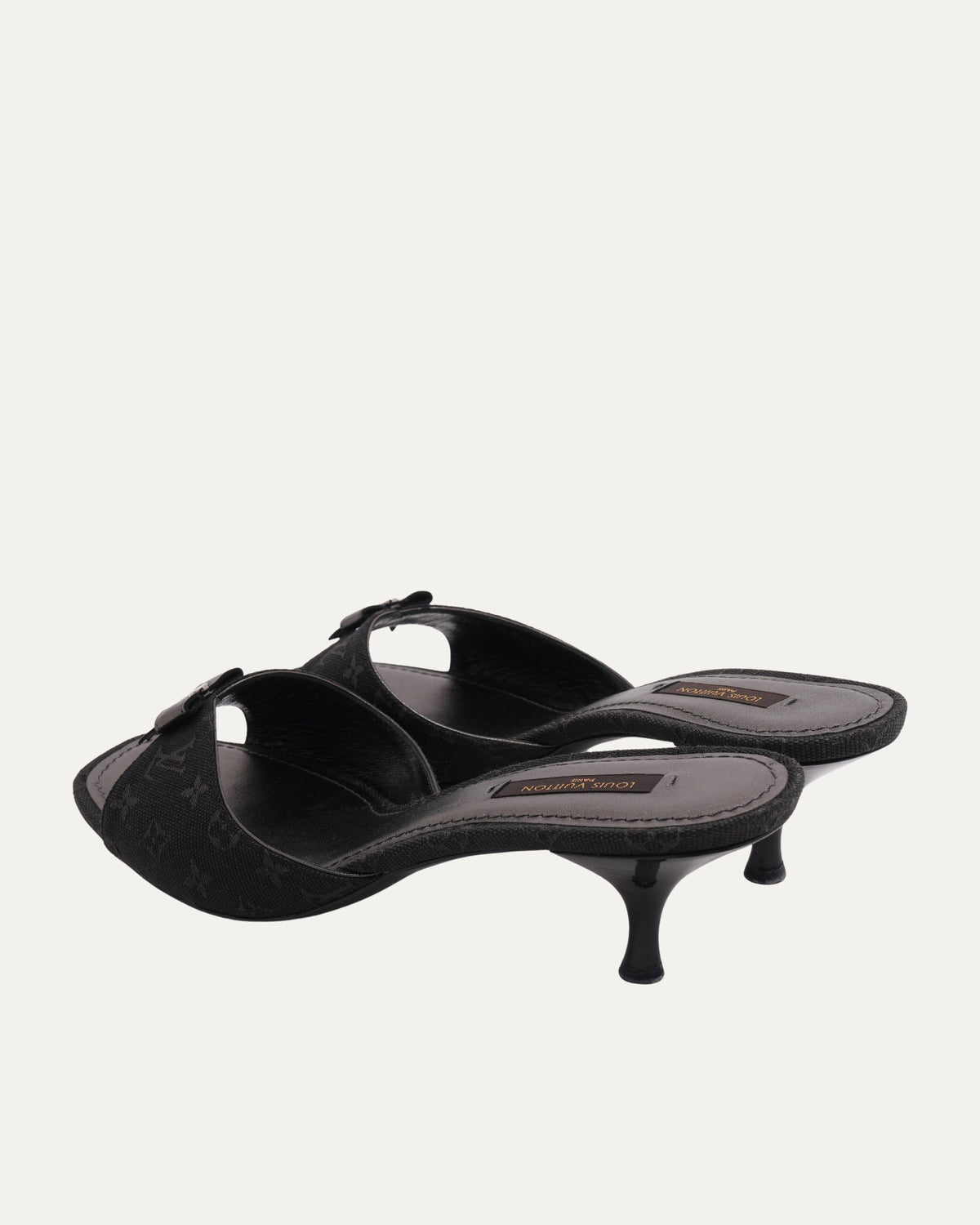 Monogram Bow Kitten Heels Sandals