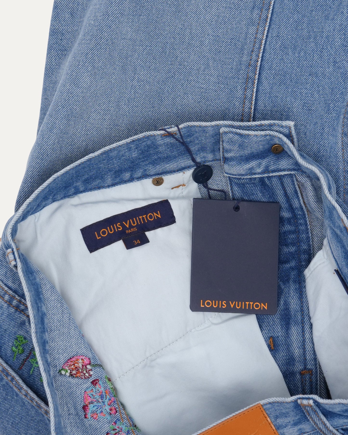 Floral Embroidered Double Knee Jeans