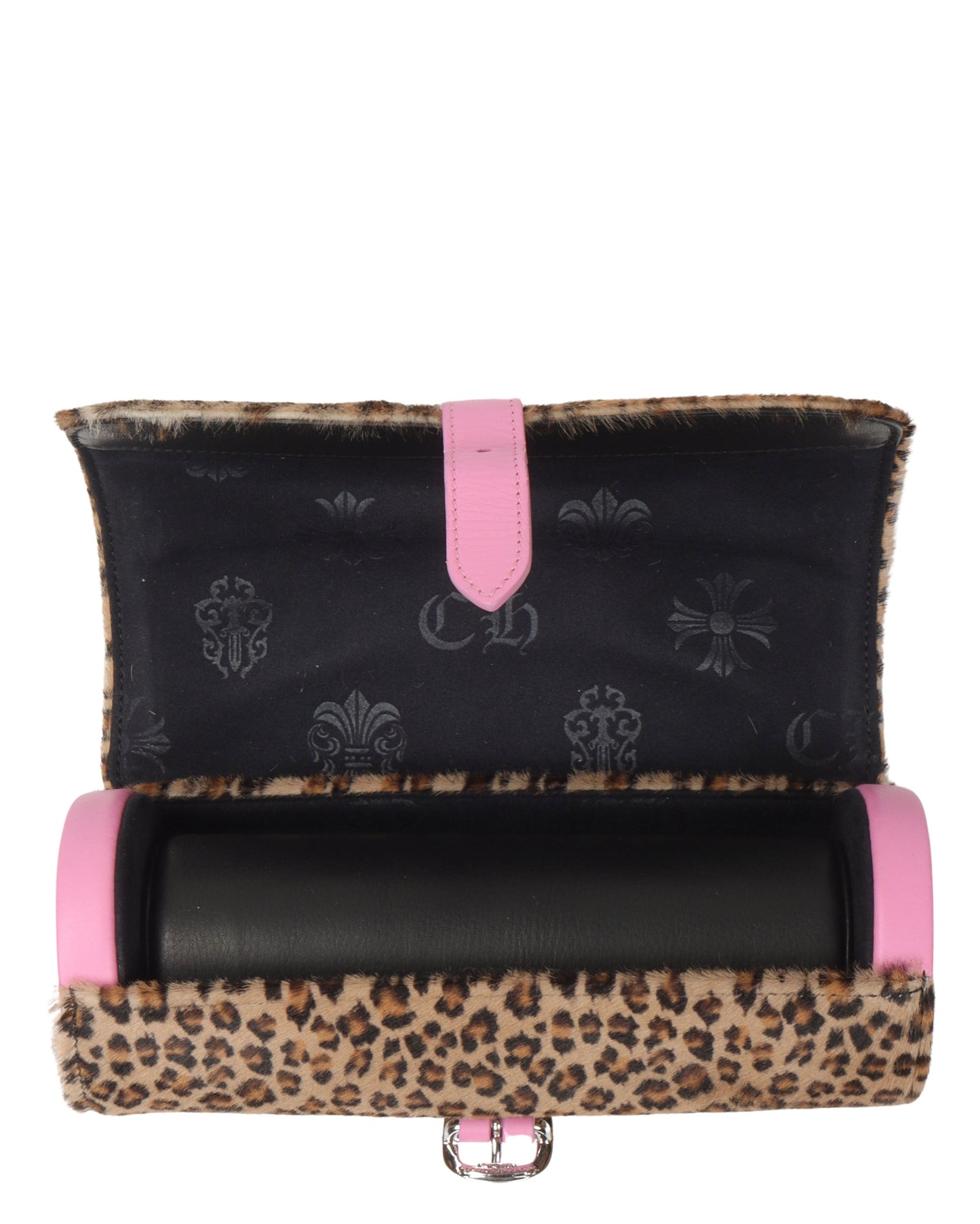 Leather & Pony Hair Cemetery Cross Patch Watch Roll