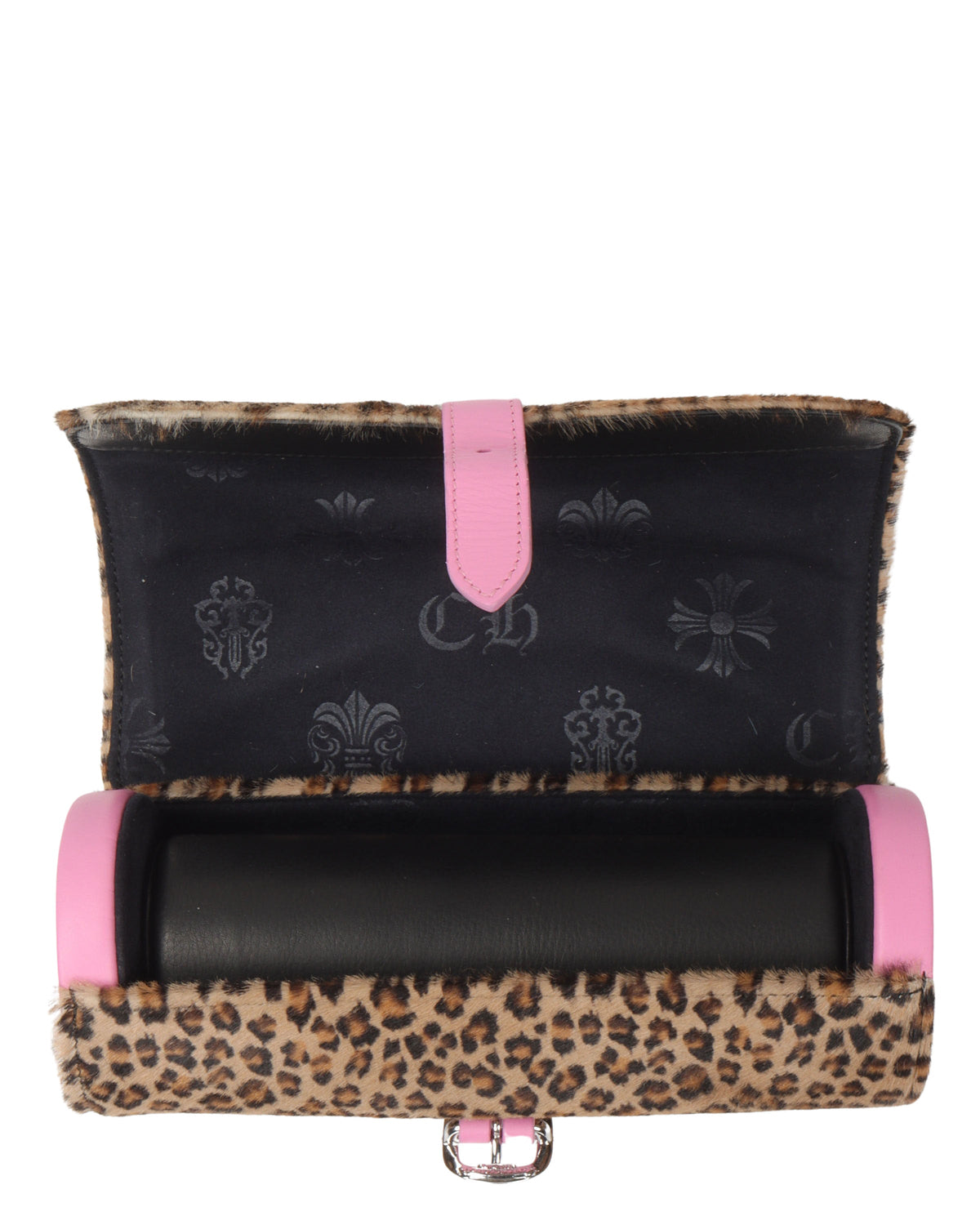 Leather & Pony Hair Cemetery Cross Patch Watch Roll