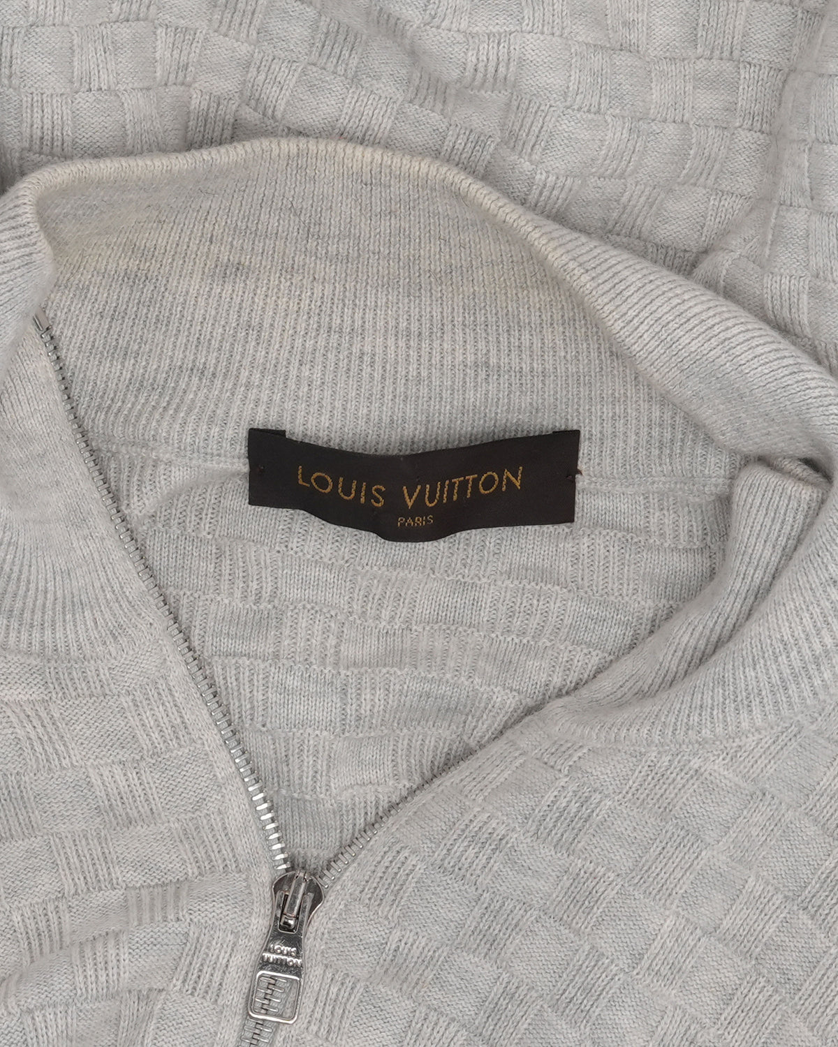 Wool Blend Damier Zip Sweater