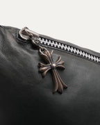 Cross Patch Leather Pillow