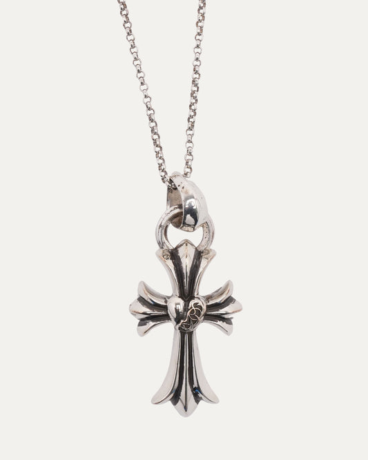 Heart Cross Pendant with Bale on Roll Chain