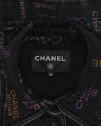 Cropped Multi-Logo Denim Jacket