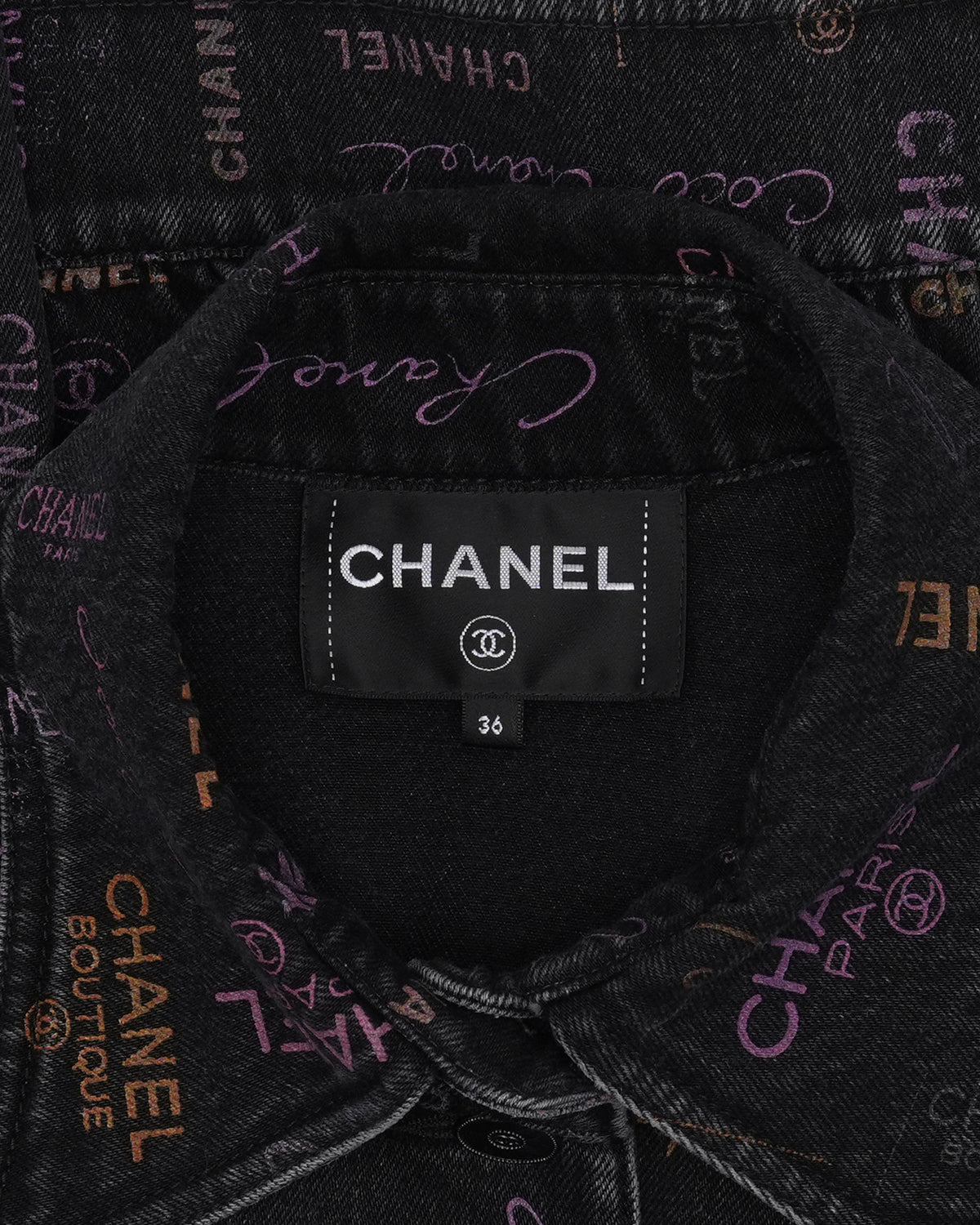 Cropped Multi-Logo Denim Jacket