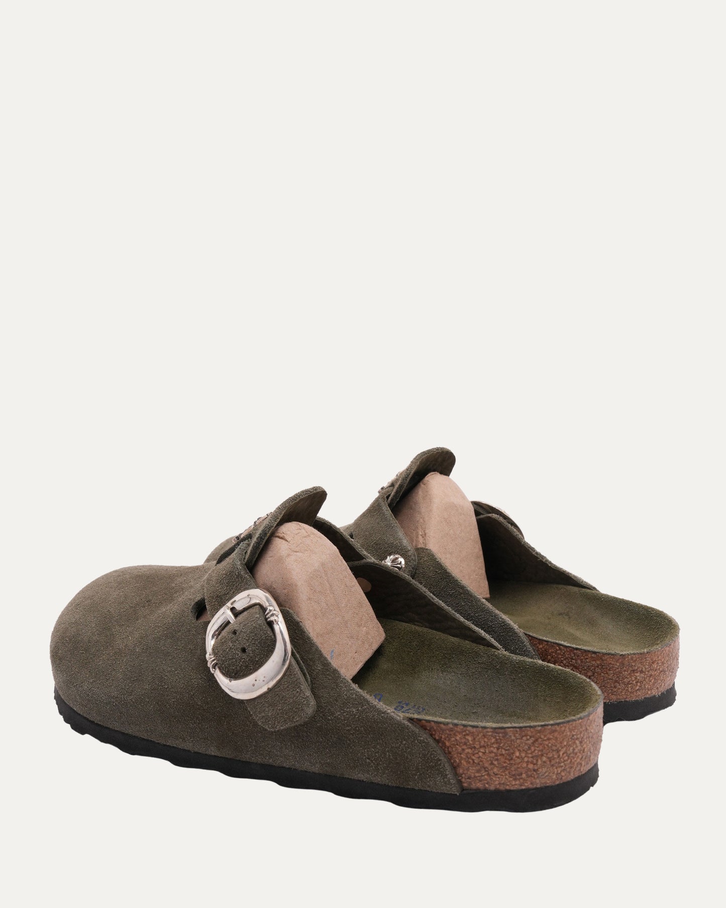 Tonal Footbed Dagger Embellished Birkenstock Boston Suede Mule