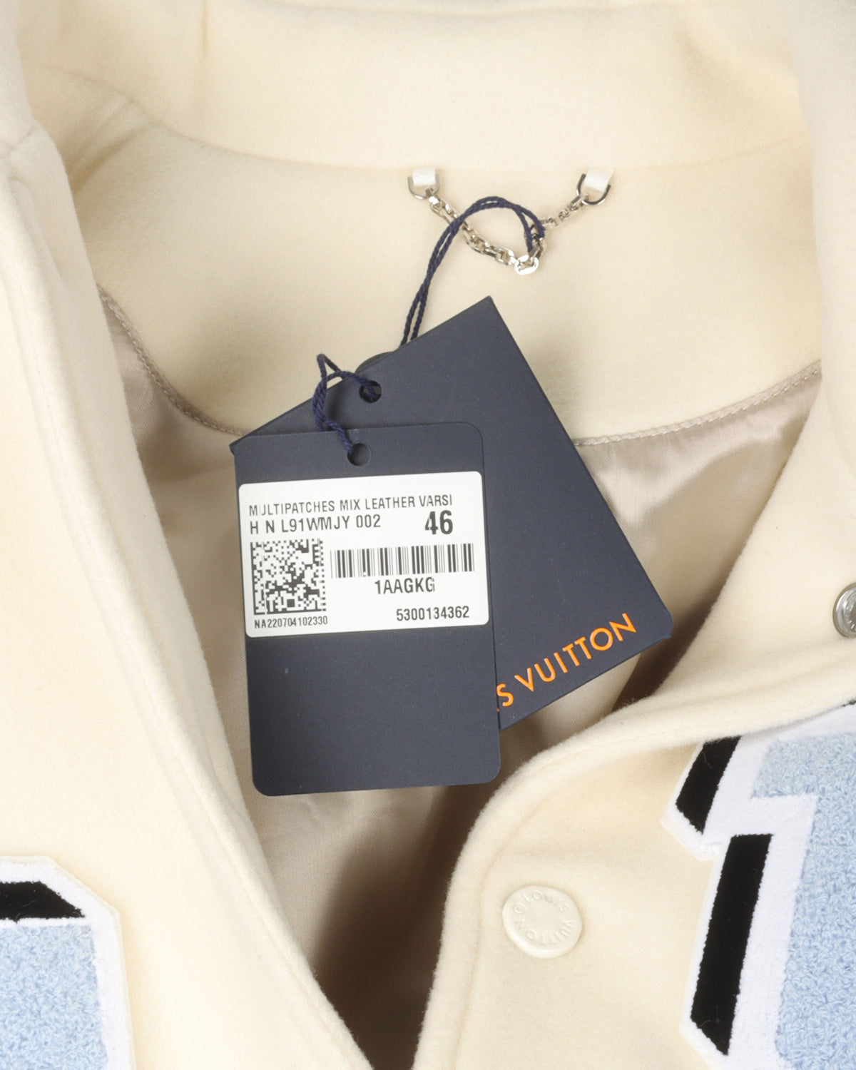 Multi-Patches Mixed Leather Varsity Blouson