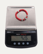 Large Multi Charm Red Coral Bead Bracelet