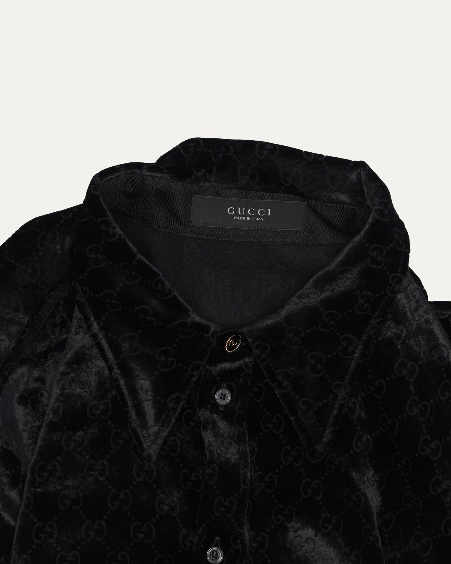 La Famiglia GG Monogram Stretch Devoré Velvet Shirt