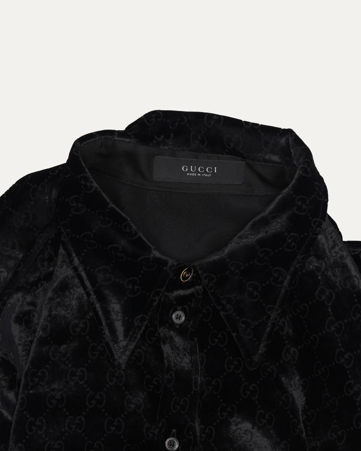 La Famiglia GG Monogram Stretch Devoré Velvet Shirt