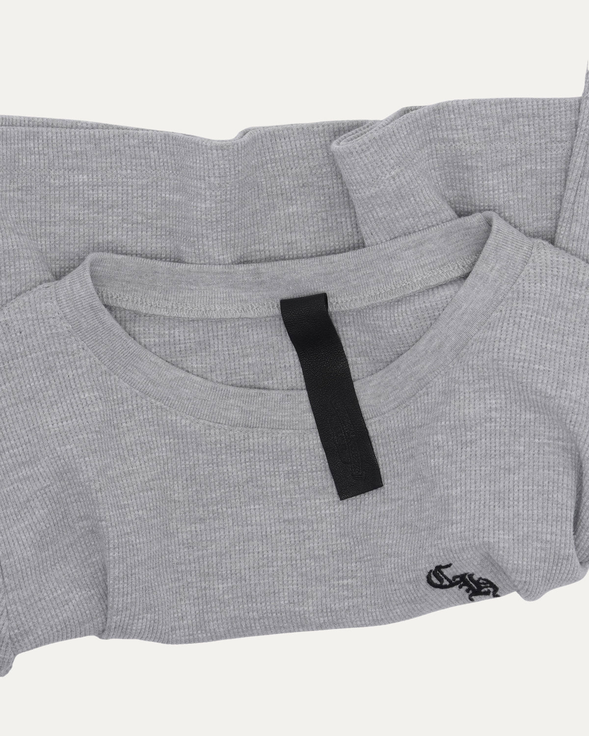 Cropped Embroidered Thermal Long Sleeve T-Shirt