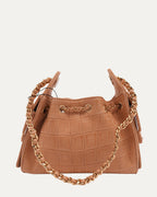 Crocodile Embossed Suede Mini 25 Hobo Bag