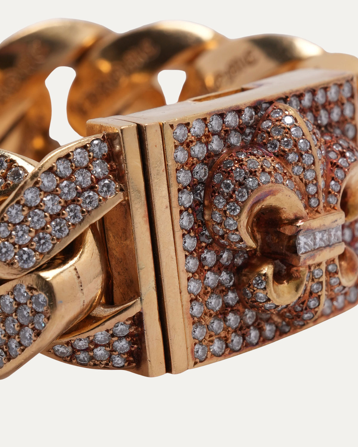Gold Diamond XL Fleur Box ID Bracelet