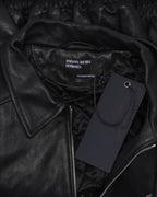 Embroidered Logo Leather Jacket