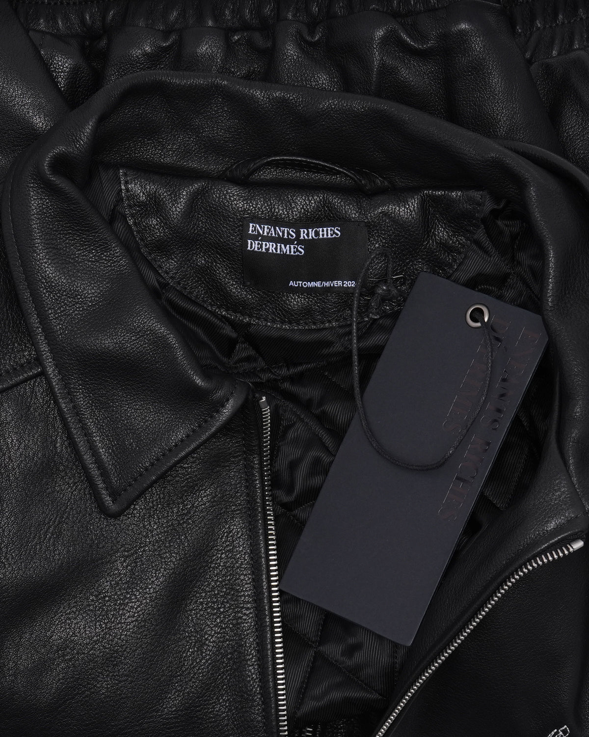 Embroidered Logo Leather Jacket