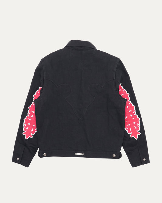 Floral Cross Patch Trucker Jacket