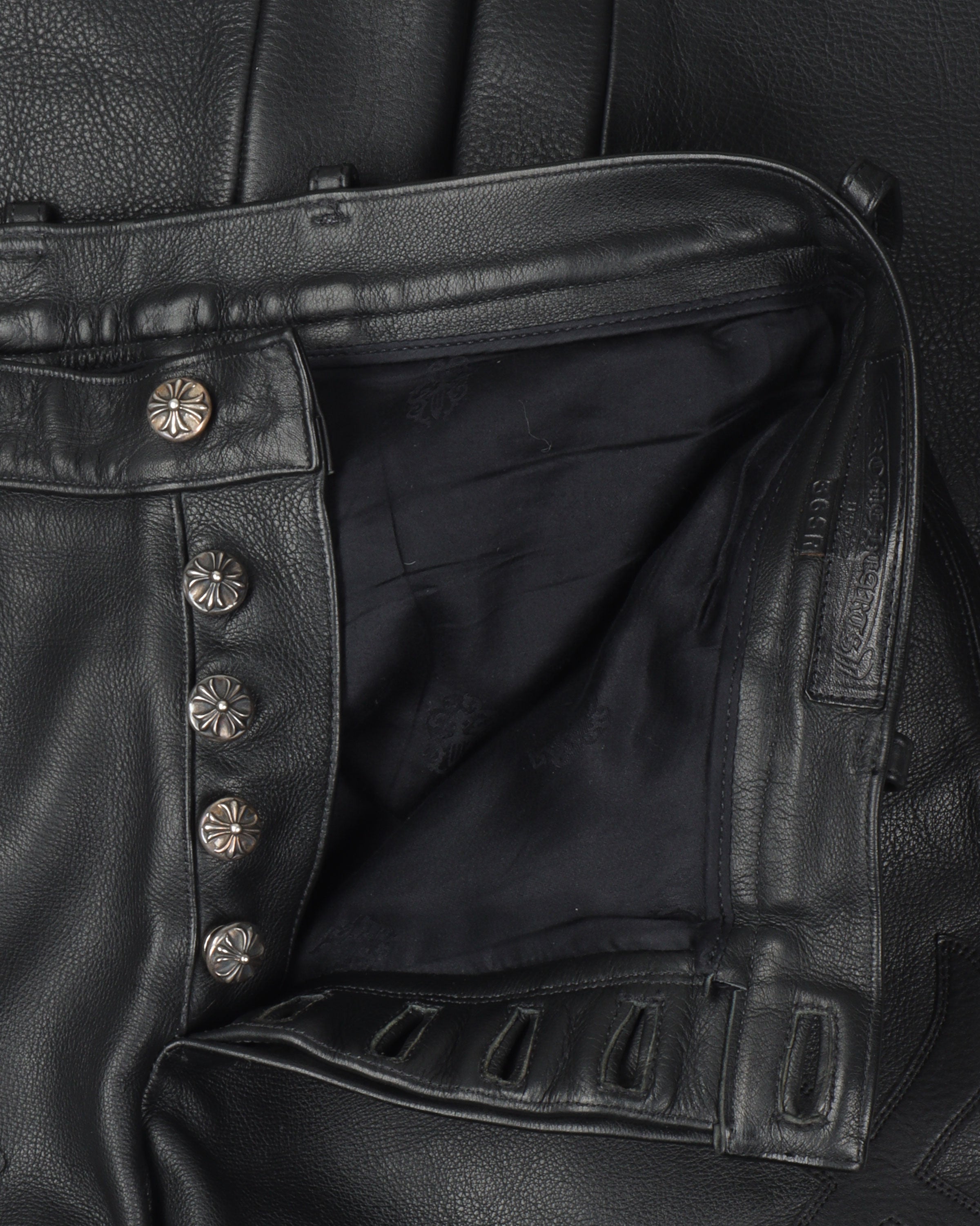 Leather Cross Patch Flared Pants "Final Boss"