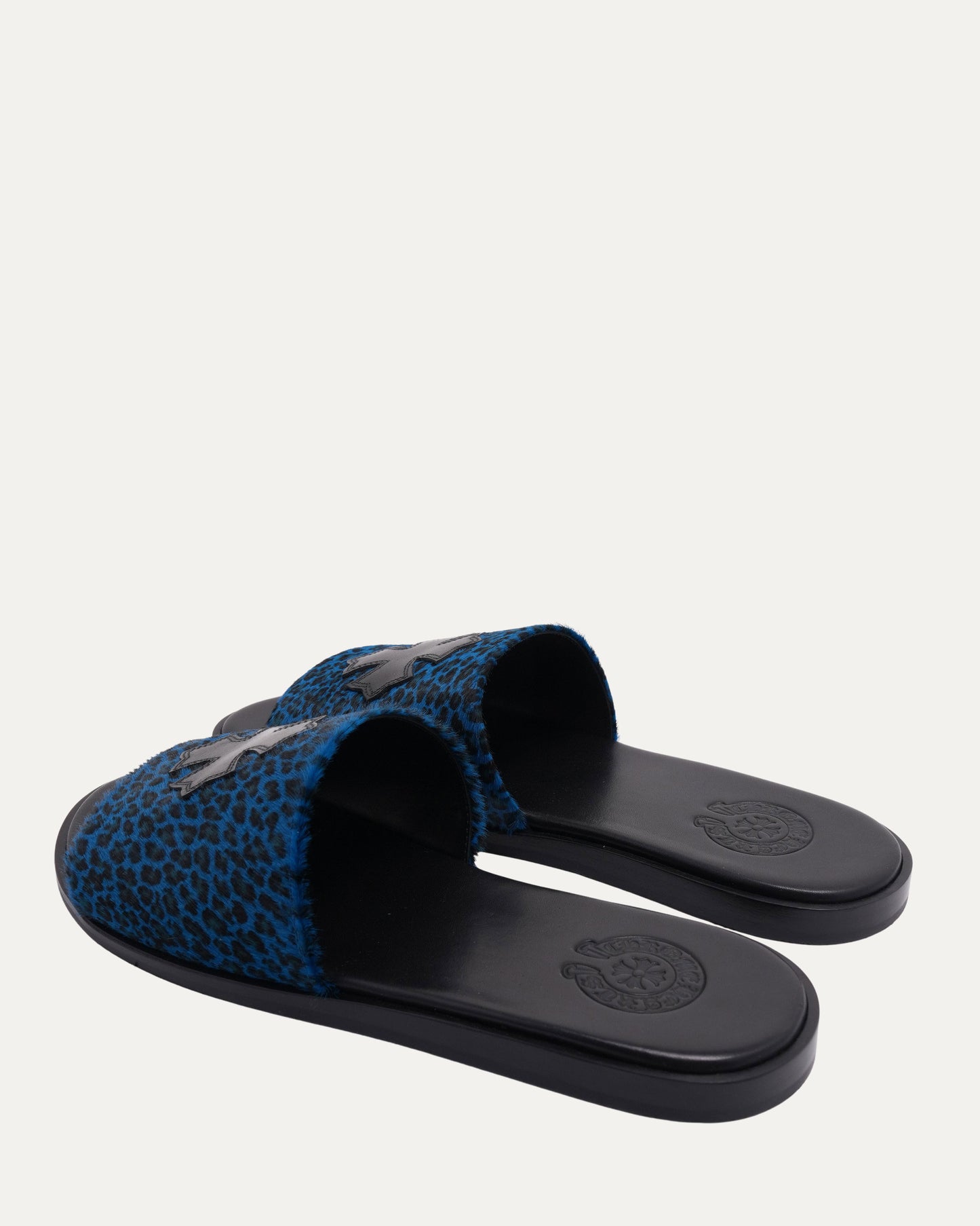 Plus Cross Patch Leopard Slides