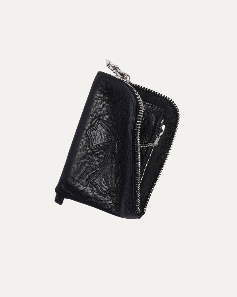 Leather Cross Patch Zip Wallet