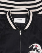 Leather Inlay Palm Tree Satin Teddy Jacket