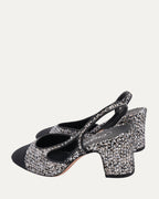Tweed Sequin Embellished Heels
