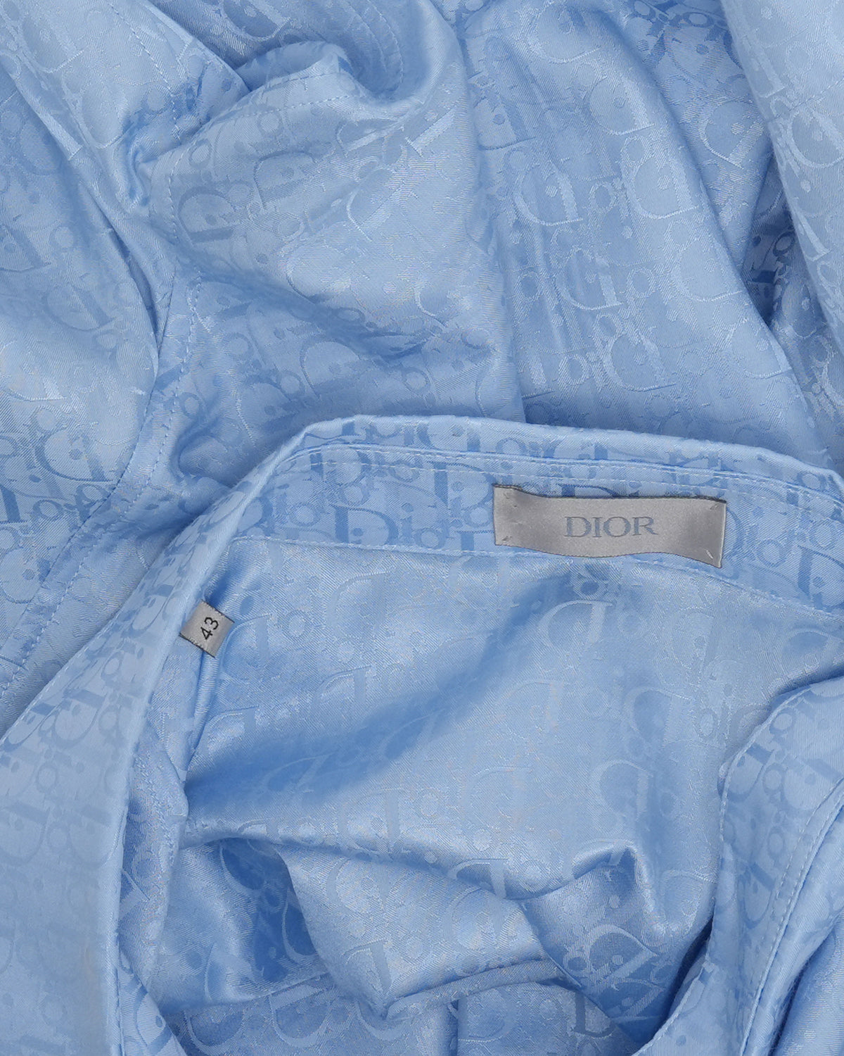 Oblique Monogram Silk Blend Short Sleeve Shirt