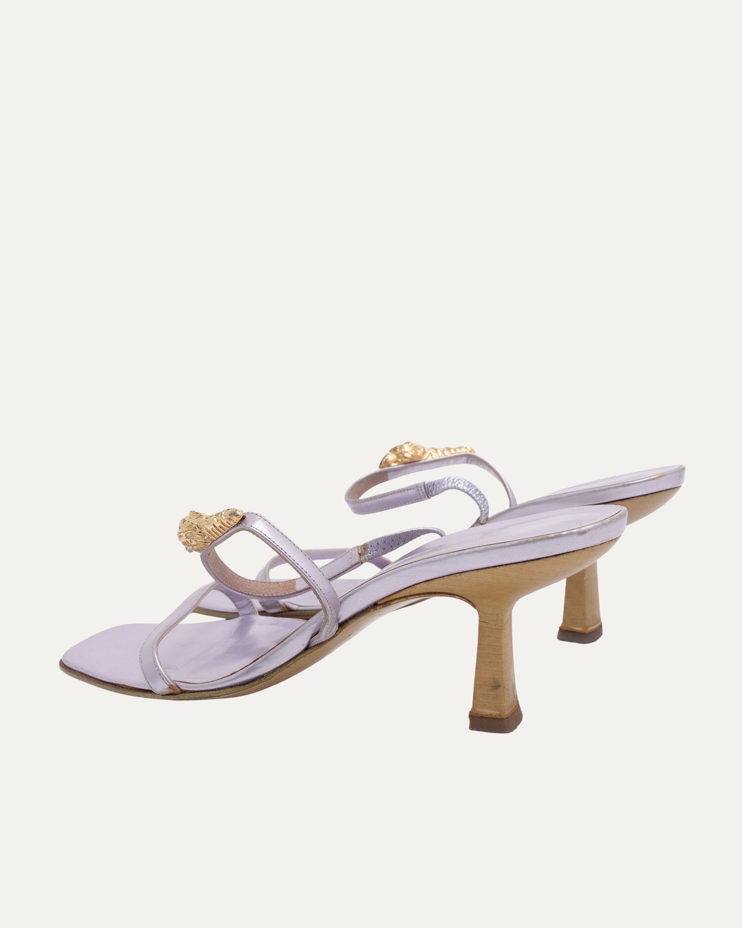 Lavender Sandals With Gold Detail