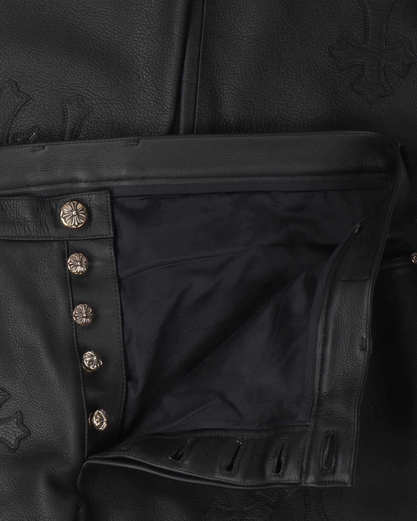 Leather Cross Patch Pants