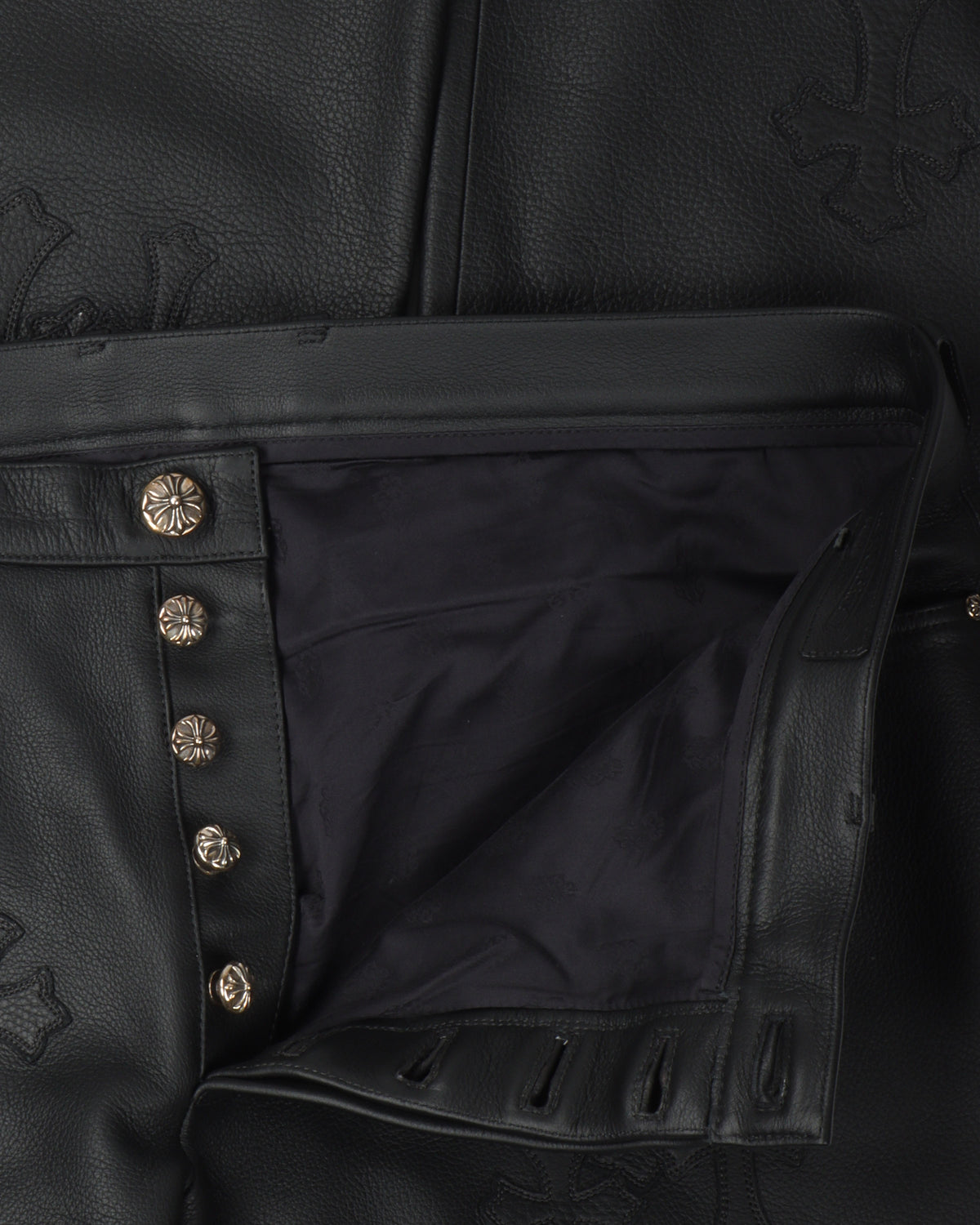 Leather Cross Patch Pants