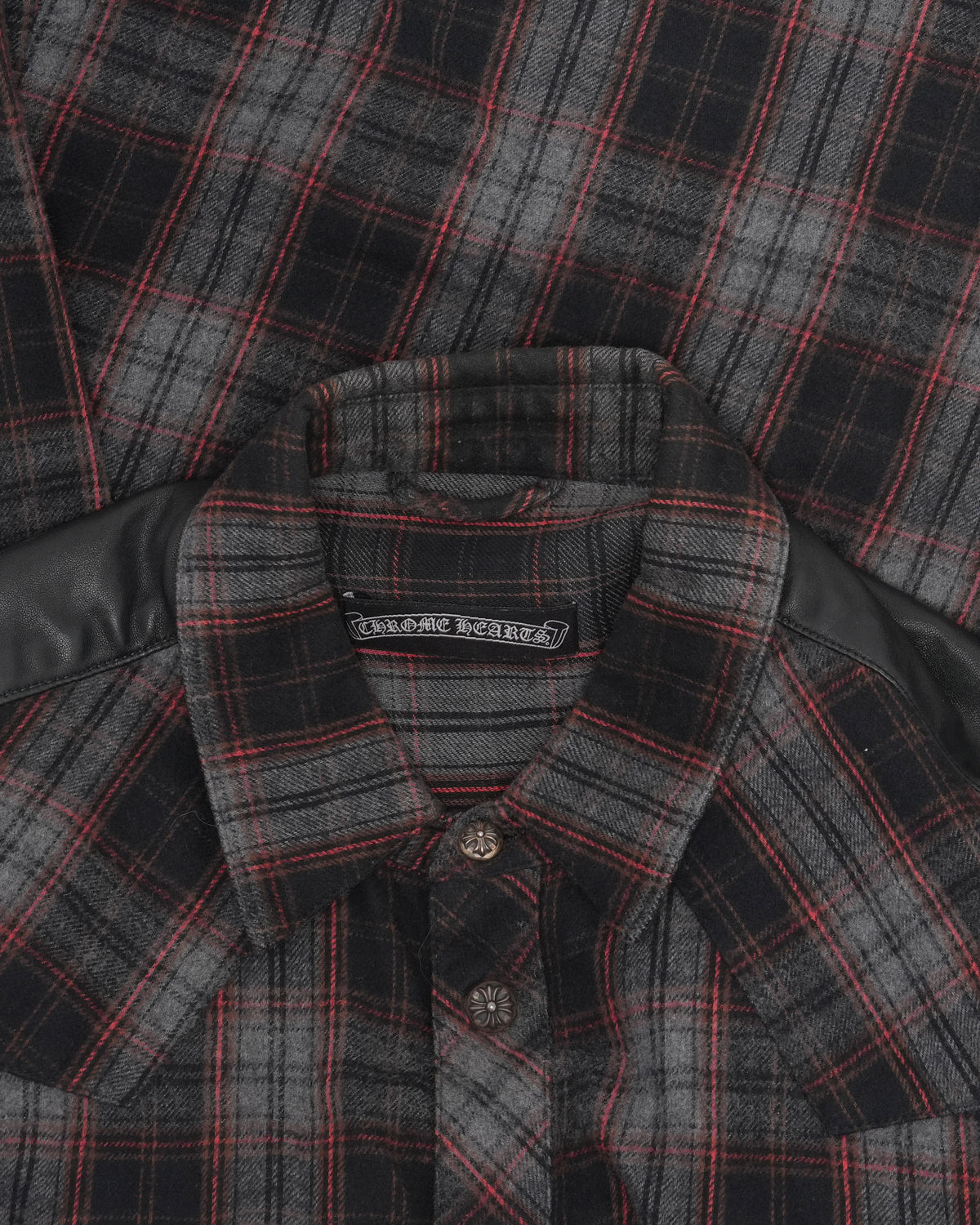 Leather Accent Fleur Yoke Flannel Shirt
