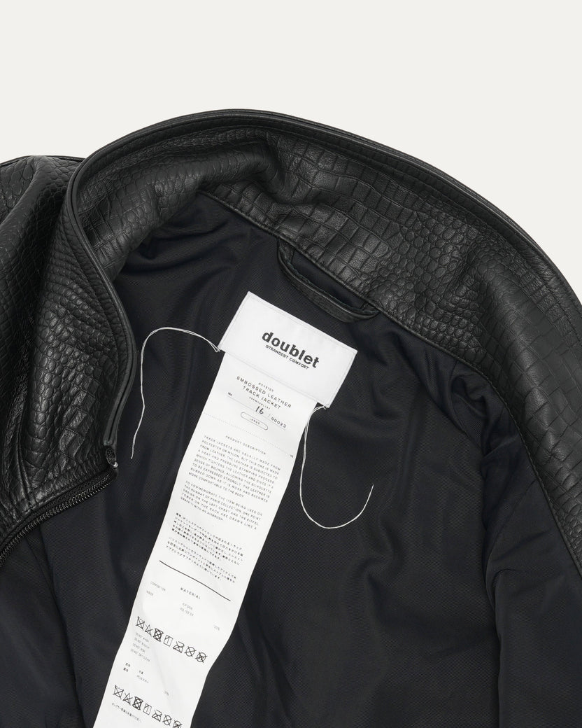 Debossed Leather Track Jacket