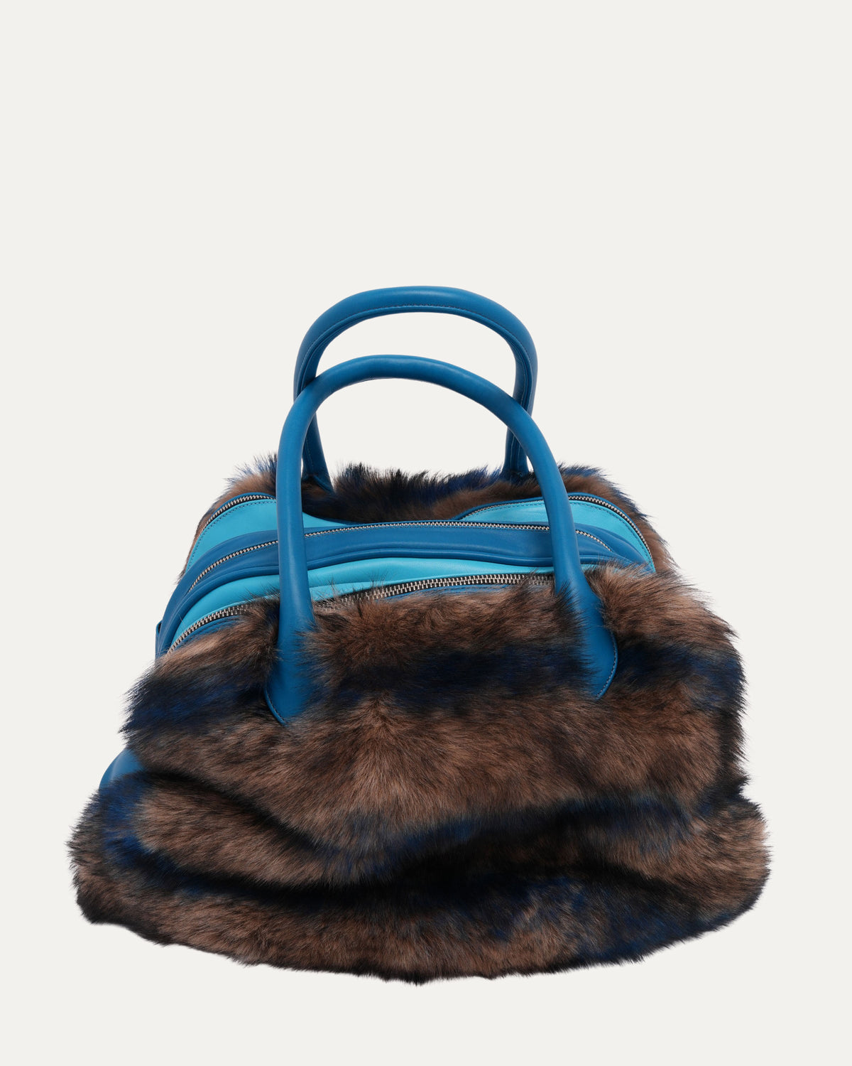 Embellished Cross Patch Fur Bag