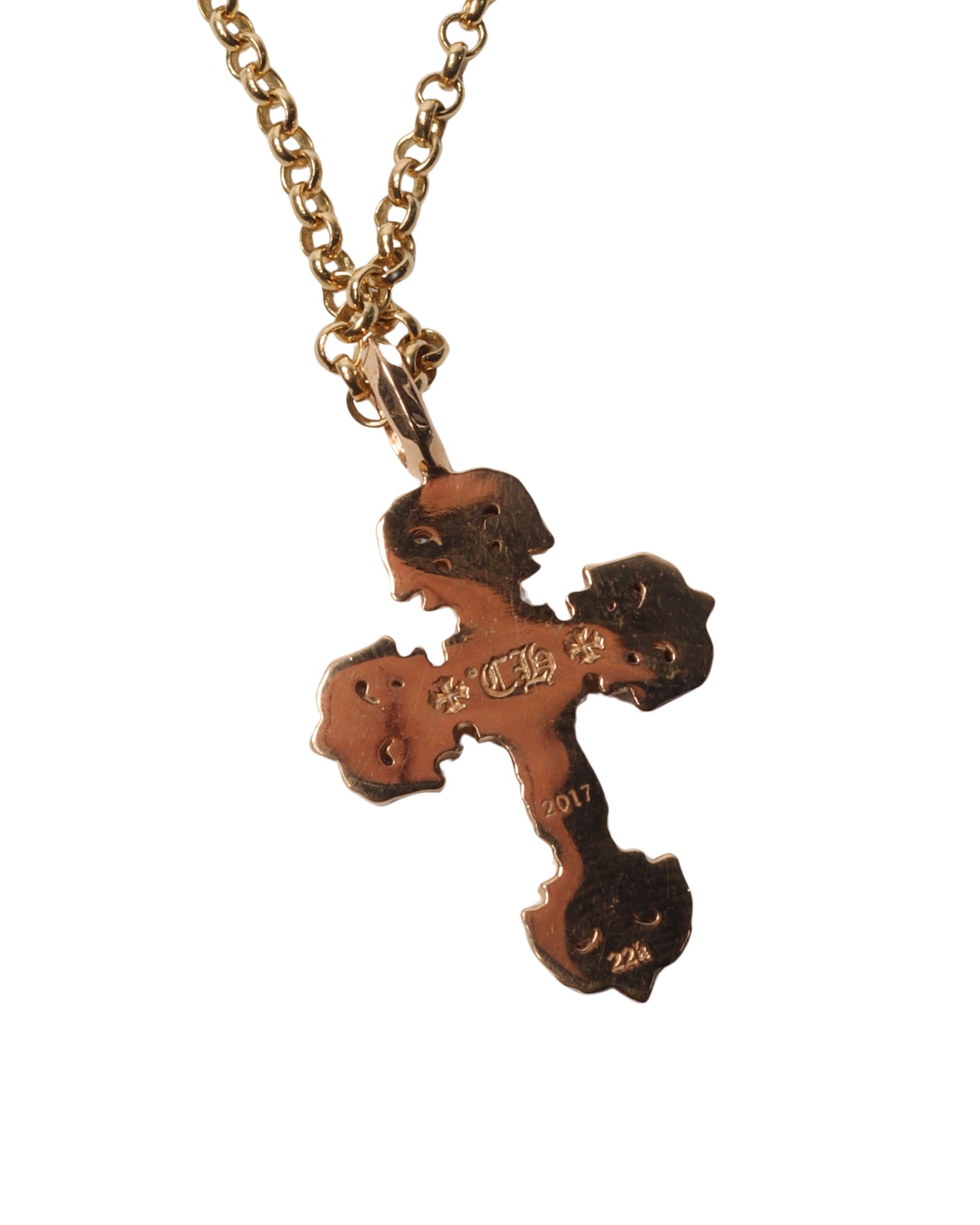 22k Gold Fancy Diamond Cross Pendant w/ Chain