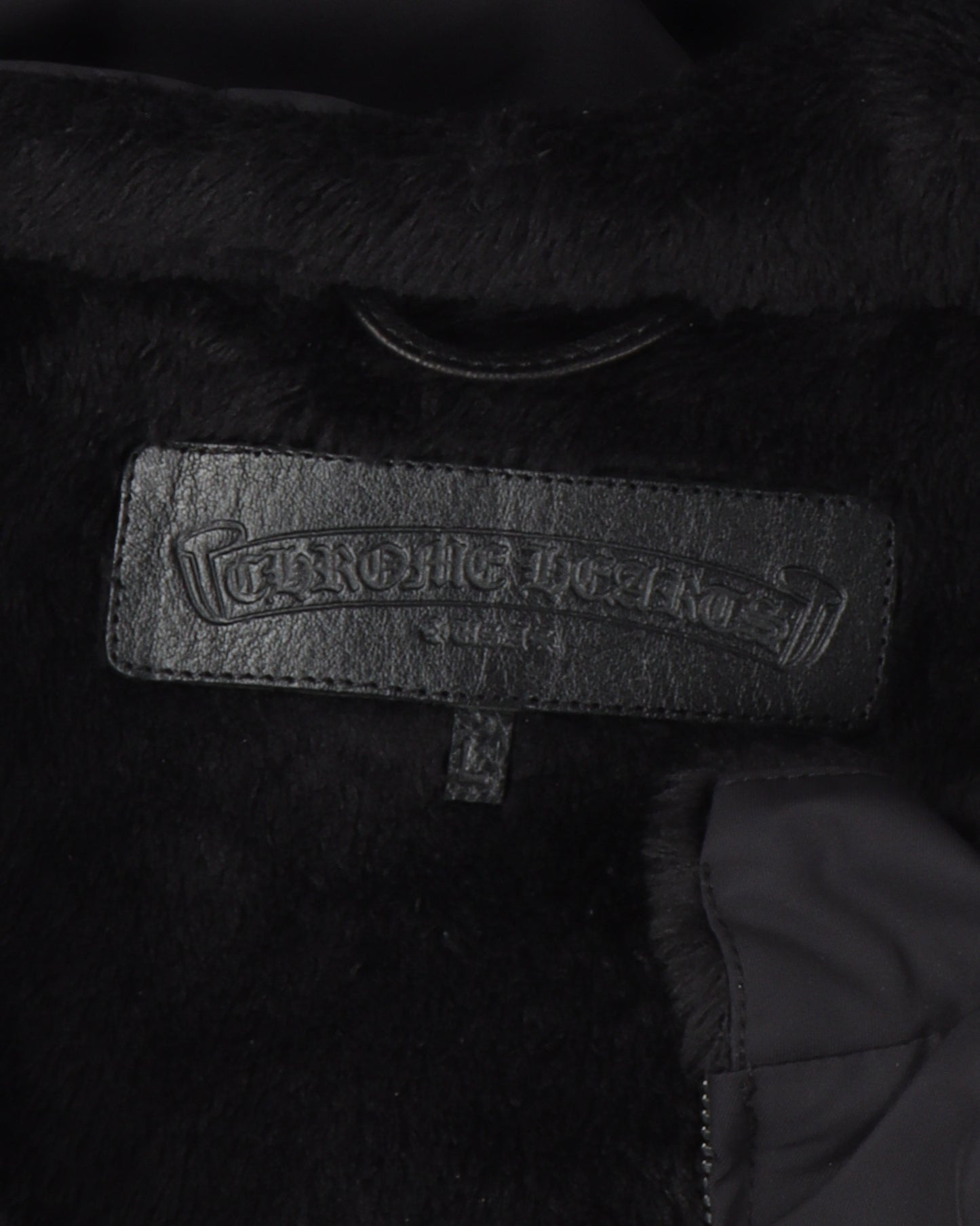 Faux Fur Lined Cemetery Cross Patch Racing Jacket